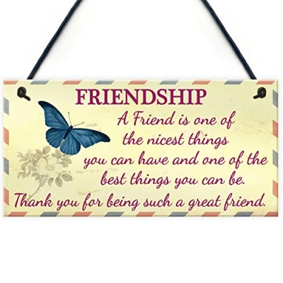 Image of RED OCEAN Friendship Is The Nicest Thing Cute Hanging Plaque Best Friend Thank You Gift Sign