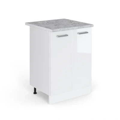 Image of Vicco Universal base unit Raul, White High Gloss/White, 60 cm with doors, worktop