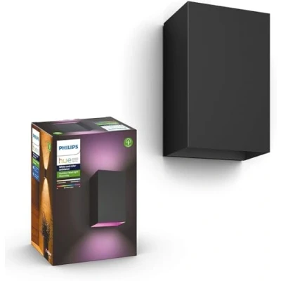 Image of Philips Hue Resonate White and Colour Ambiance LED Smart Outdoor Wall Light, Black, Compatible with Alexa, Google Assistant Apple HomeKit