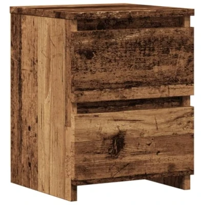 Image of vidaXL Industrial Style Bedside Cabinet Engineered Wood Old Finish, Brown, 30x30x40 cm, 2 Drawers, Multi functional Side Table/Nightstand