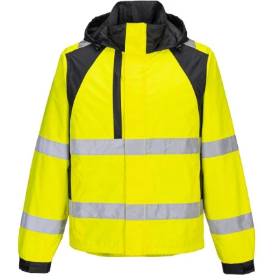 Image of Portwest WX2 Eco Hi Vis Rain Jacket Yellow/Black XXL