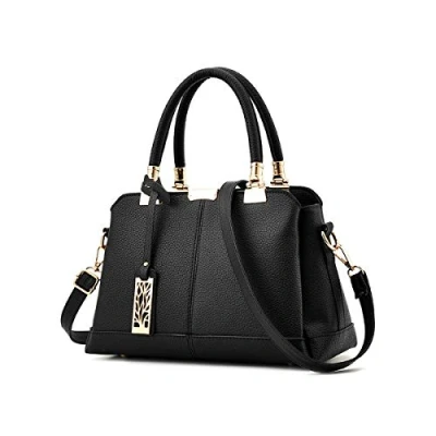Image of NICOLE &amp; DORIS Woman Handbags Fashion for Ladies Top Handle Shoulder Bags PU Leather Black