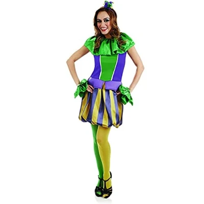 Image of Fun Shack Jester Costume Women, Womens Adult Clown Adult, Halloween Women Small