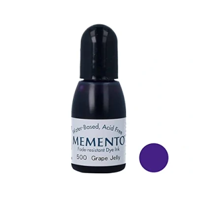Image of Tsukineko Memento Inker Stamp Pad Ink, 15 ml, Purple, Grape Jelly, Accessories Reinker for Ink Pads