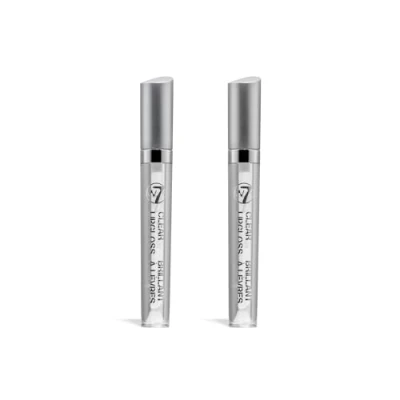 Image of W7 Lip Gloss Wand Soft Clear Liquid Non Sticky, High Shine Finish 2 Pack