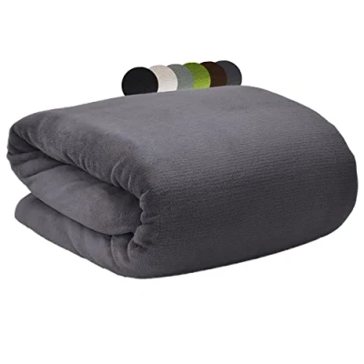 Image of Beautissu Soft Fleece Blanket 150x200cm Super as Bed Throw Warm Fleecy XL for Couch Sofa Fluffly &amp; Comforter Anthracite Aurelia