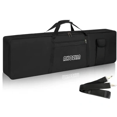 Image of AKOZLIN 88 Keys Portable Padded Keyboard Case,Dimension 54.1&quot;x6.69&quot;x13.18&quot;, Electric Piano Gig Bag (Black+Yellow)
