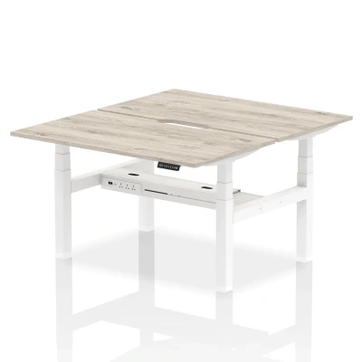 Image of Air B2B 1400x800 Adjustable 2P Bench Desk Scalloped Grey Oak/White