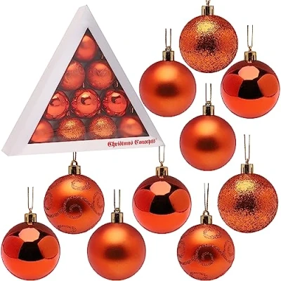 Image of Christmas Concepts® Pack of 10 60mm Tree Baubles Shiny, Matte &amp; Glitter Decorated (Copper)