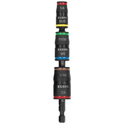Image of Klein Tools 32907 Impact Driver, 7 in 1 SAE Socket Set, Flip Set with 6 Nut Driver Sizes and 1/4 Inch Bit Holder
