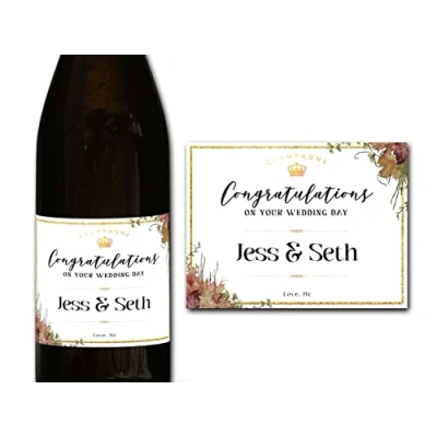 Image of Personalised Champagne/Prosecco Wedding Bottle Label Any Wording