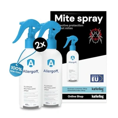 Image of Allergoff Dust Mite Spray 100% Non Toxic Most Effective for Mattresses &amp; Upholstery Suitable Households with Children Pets Control Allergy Sufferers 28.16 fl oz (800ml)