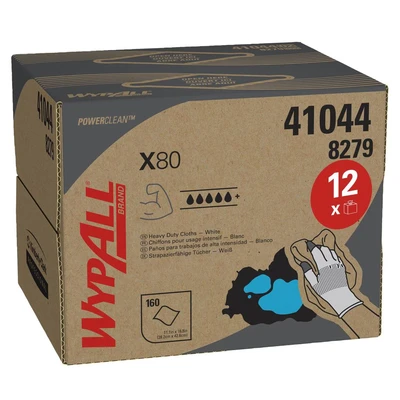 Image of WypAll X80 Power Clean Cleaning Cloths 8279 Reusable 1 BRAG Box x 160 White Absorbent