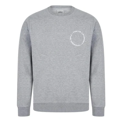 Image of Tokyo Laundry Men&#039;s Graphic Motif Brushback Fleece Pullover Crew Neck Sweatshirt with Back Print Light Grey