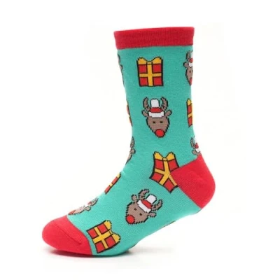 Image of A2Z 4 Kids Boys Girls Cotton Rich Christmas Socks Xmas Festive Soft AZ103 Rudolph 3 6