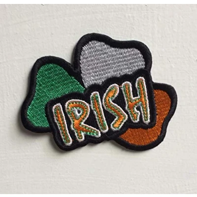 Image of Irish Shamrock Biker Art Badge Iron or sew on Embroidered Patch