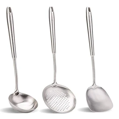 Image of Spatula and ladle,Skimmer Spoon Tool Set, 304 Stainless Steel Cooking Utensils（15in,15in,14in