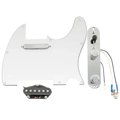 Image of Musiclily Pro Pre wired Standard Tele Pickguard and Loaded Control Plate with Artec Pickups Alnico 5 Magnet for TL Style Electric Guitar, 3ply White