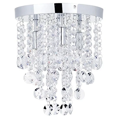 Image of LITECRAFT Montego Ceiling Light Crystal Effect Flush Polished Chrome (4 Light)