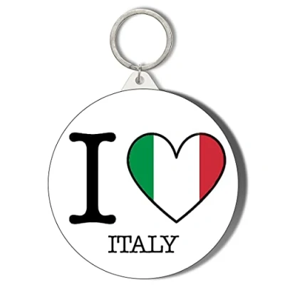 Image of Gift Insanity I LOVE ITALY FLAG HEART SHAPED DESIGN 45mm Keyring