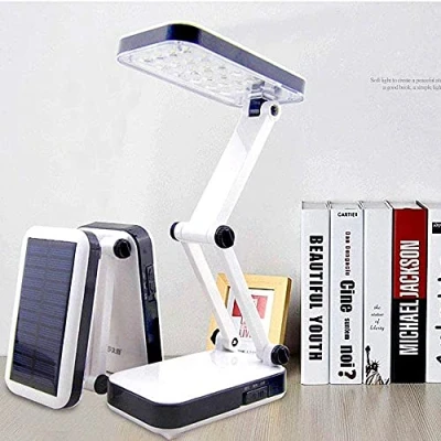 Image of LED Desk Lamp, Solar Lamp Bedside Reading Light with 24LED Rechargeable Eye fold Folding Table for Working Studying
