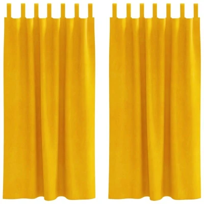 Image of vidaXL Blackout Curtains with Hanging Loops 2 pcs Mustard Yellow Velvet