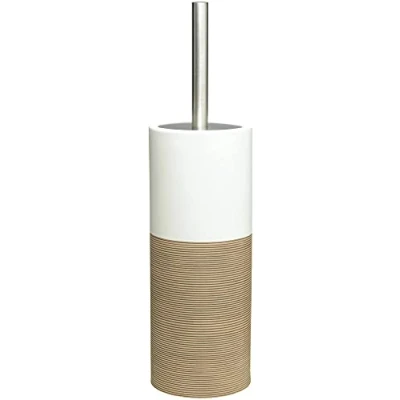 Image of Sealskin Doppio Toilet Brush and Holder, Porcelain, Sand, 10.1 x 38.3 cm
