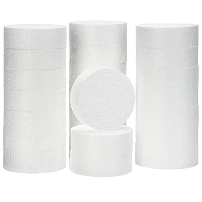 Image of Belle Vous 24 Pack Craft Foam Circles 7.5cm / 3 Inches Diameter, 2.5cm 1 Inch Thick Round Polystyrene Discs for Modelling/Sculptures, School Projects, Floral Arrangements, Arts and Crafts