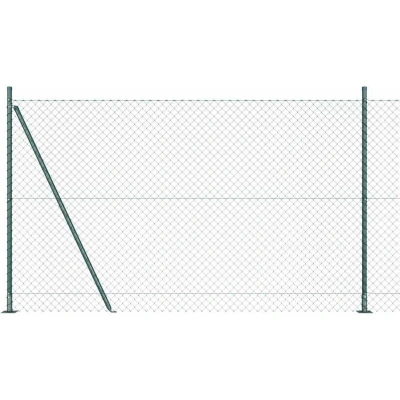 Image of vidaXL Chain Link Fence with 7 Flanged Posts 1.6x10 m Galvanised Steel