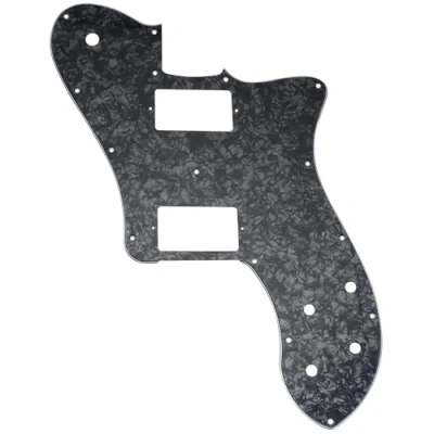 Image of Musiclily Pro 15 Holes Covered HH Guitar Pickguard for Mexico Fender 72 Tele Deluxe Style Electric Guitar, 4ply Black Pearl
