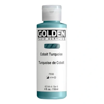 Image of Golden 0002144 4 4oz. 118ml Fluid Acrylic Color Paint Bottle Cobalt Turquoise
