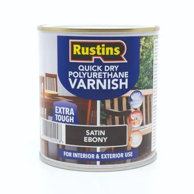 Image of RUSTINS Quick Drying Poly Varnish Satin Ebony 250ml