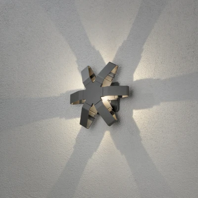 Image of Pescara Outdoor Modern Wall Lamp, Star, Dark Grey 3W High Power LED, IP54