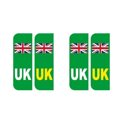 Image of 2 x UK Green Car Stickers Flag Reg Plate Self Adhesive Vinyl for Electric