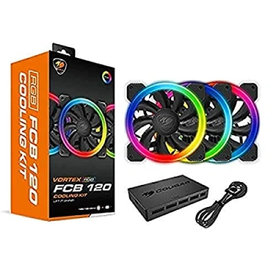 Image of Cougar Hydraulic Vortex RGB FPB 120 mm PMW FCB Cooling Kit with addressable Lighting, Core Box v2, Remote Controller and Three Fans (3 Pack)