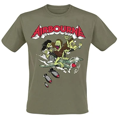 Image of Airbourne T Shirt Nitro Band Logo Official Mens Green One Size