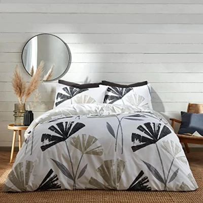 Image of Fusion Alma Reversible Duvet Cover Set Single Bed Size in Natural
