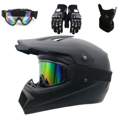 Image of Youth Kids Motocross Dirt Bike Helmet DOT Approved ATV Motorcycle Full Face Four Wheeler Offroad Street MX with Gloves, Goggles, Shield 4 Piece(K10,S(52 53cm))
