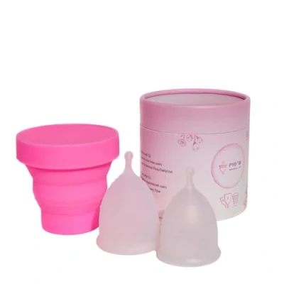 Image of Fio&#039;s Menstrual Cup Kit 2 Cups (Size S and L) Reusable Leak Proof Hygenic Includes Collapsible Sterilizer for Easy Cleaning Comfortable Period Solution