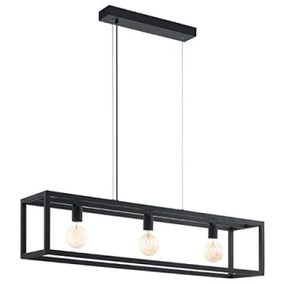 Image of Eglo Pendant Light, Steel, 60 W, Black,49564