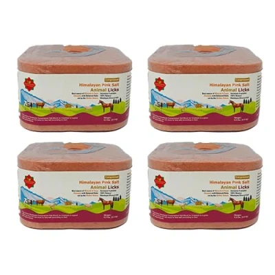 Image of 4x Compressed Himalayan Animal Horse Lick 2.5 kg Natural Pink Salt, N with strong hanging Rope Suitable for all Animals Salt l Product from Pakistan