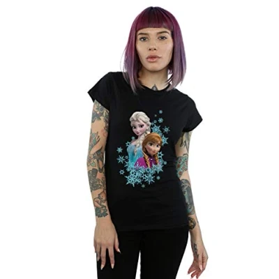 Image of Disney Women&#039;s Frozen Elsa and Anna Sisters T Shirt Black Large
