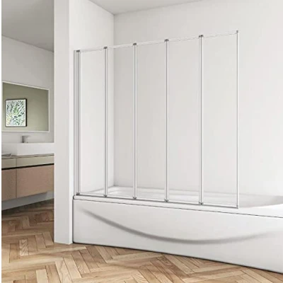 Image of Huiyang 1200x1400mm 5 Fold Pivot Folding Bath Shower Screen Glass Over Door Bathroom