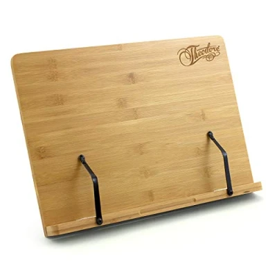 Image of Theodore Wooden Bamboo Tabletop Book Rest Sheet Music Stand Adjustable Desktop with Page Retainers 390mm x 280mm
