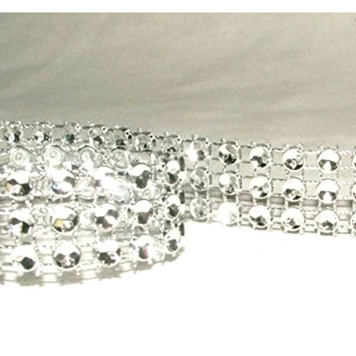 Image of 15mm (3 ROW) DIAMANTE EFFECT RIBBON 2m x Bridal weddings cake occasions
