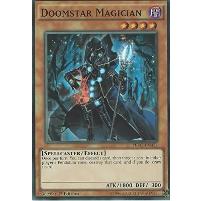 Image of yu gi oh YuGiOh PEVO EN021 1st Ed Doomstar Magician Super Rare Card Single