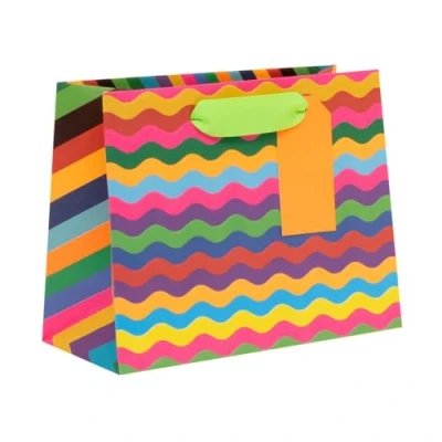 Image of Glick Medium Landscape Gift Bag, Mega Ric Rac, 175 x 225 100 mm, Luxury Recyclable Bag for Birthdays &amp; Celebrations