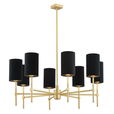 Image of Abruzzo Multi Arm Pendant Ceiling 8 Light Black, Brushed Brass