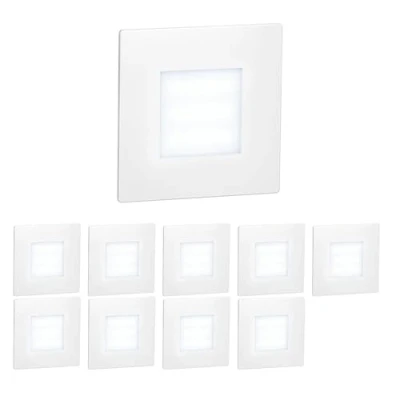 Image of ledscom.de 10 LED Staircase Light/recessed Wall Light FEX for Indoors and Outdoors, Angular, 85 x 85mm, Cool White