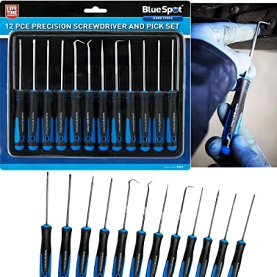 Image of 12 Pcs BlueSpot PICK &amp; HOOK Probe PRECISION Screwdriver Set O Ring Automotive Car Seal Remover Garage Workshop Heavy Duty Mechanics Engine Repair Hand Tools DIY UK FREE P&amp;P